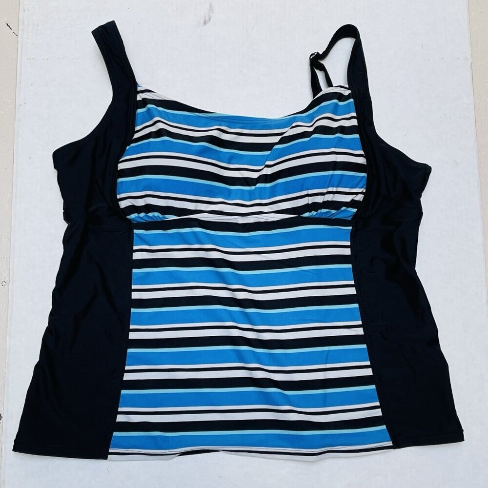 St. John's Bay Tankini Swimsuit Top Womens 24W Stripes Beach Swim Outdoor Summer